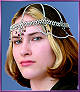Short Amira headdress shown w/iridescent purple beads
