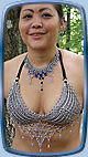 Crystalweave bikini top w/sapphire blue beads. Shown w/an Ice-Flame necklace