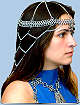 Mid-length Amira headdress shown w/iridescent green beads