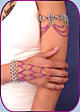 Colorful chain armband steel shown in purple chain & nickel beads, Shown w/a Coloful Slave Bracelet