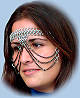 Crystal Facemask in steel w/black chains & Hematite beads
