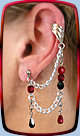 Ice-Flame Bajoran earring shown in Dark-Fire w/single-pierced lobe and cuff