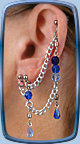 Ice-Flame Bajoran earring shown in Blue-Ice w/double-pierced lobe and upper-stud