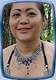 Ice-Flame dancer necklace in blue-ice w/Crystalweave bikini top