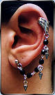 Spike Ear Cuff Earring with single lobe piercing and sterling silver earcuff