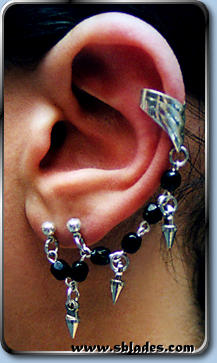 Spike Chain Ear Cuff Non Pierced Earrings Long Chain Ear Cuffs